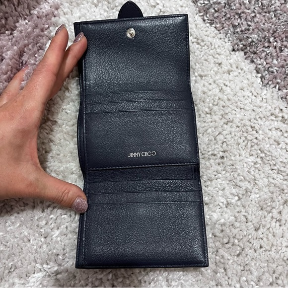 Jimmy Choo Cheri Cosmos Leather CZ Jewel Card Holder Small Trifold Walle… - Picture 4 of 6